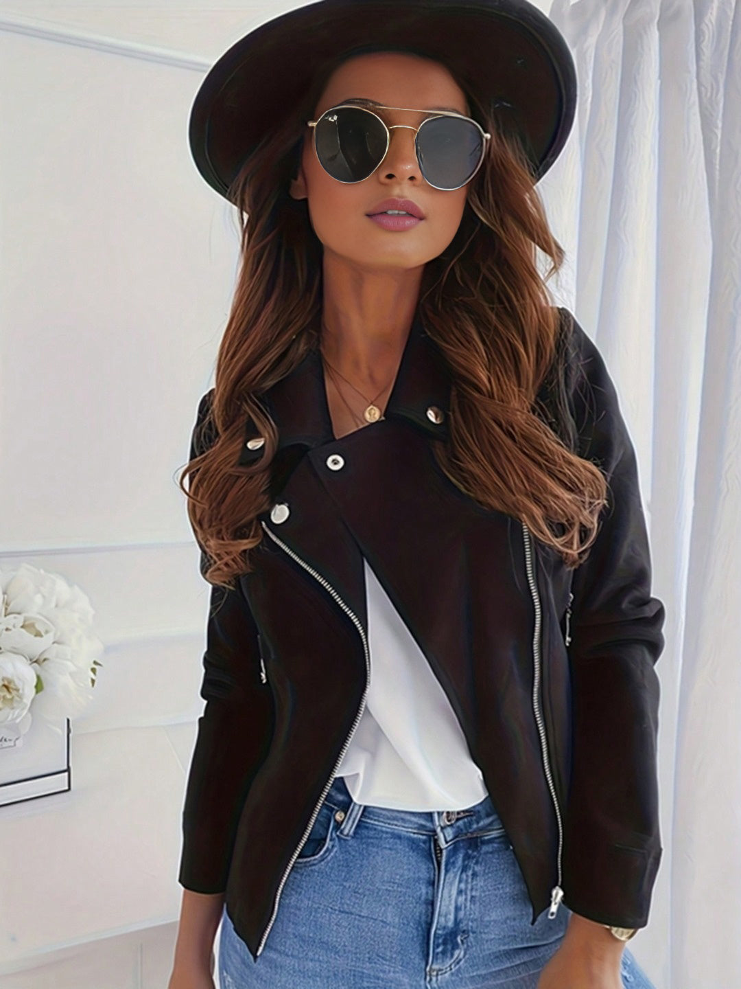 Women's Black Faux Leather Jacket