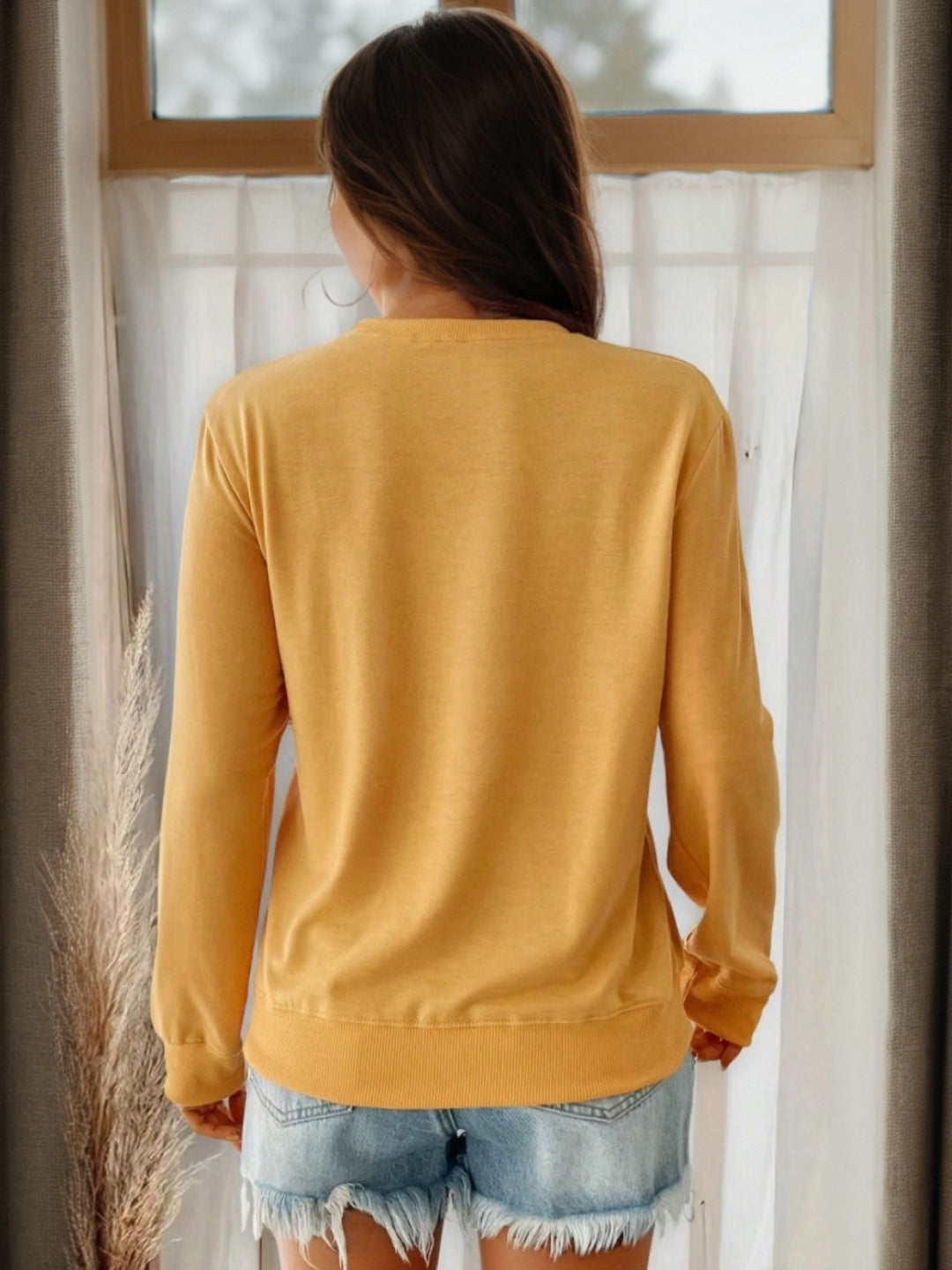 Women's Yellow Full Sleeves Pullover Top