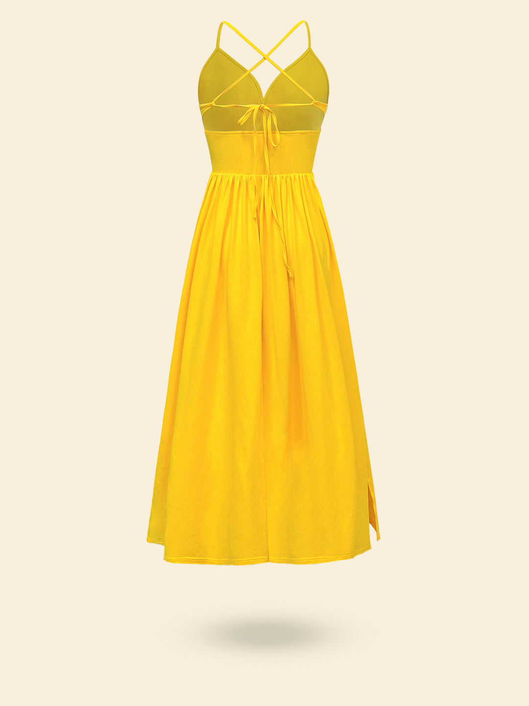Women's Yellow Halter Neck Maxi Dress with Thigh Slit