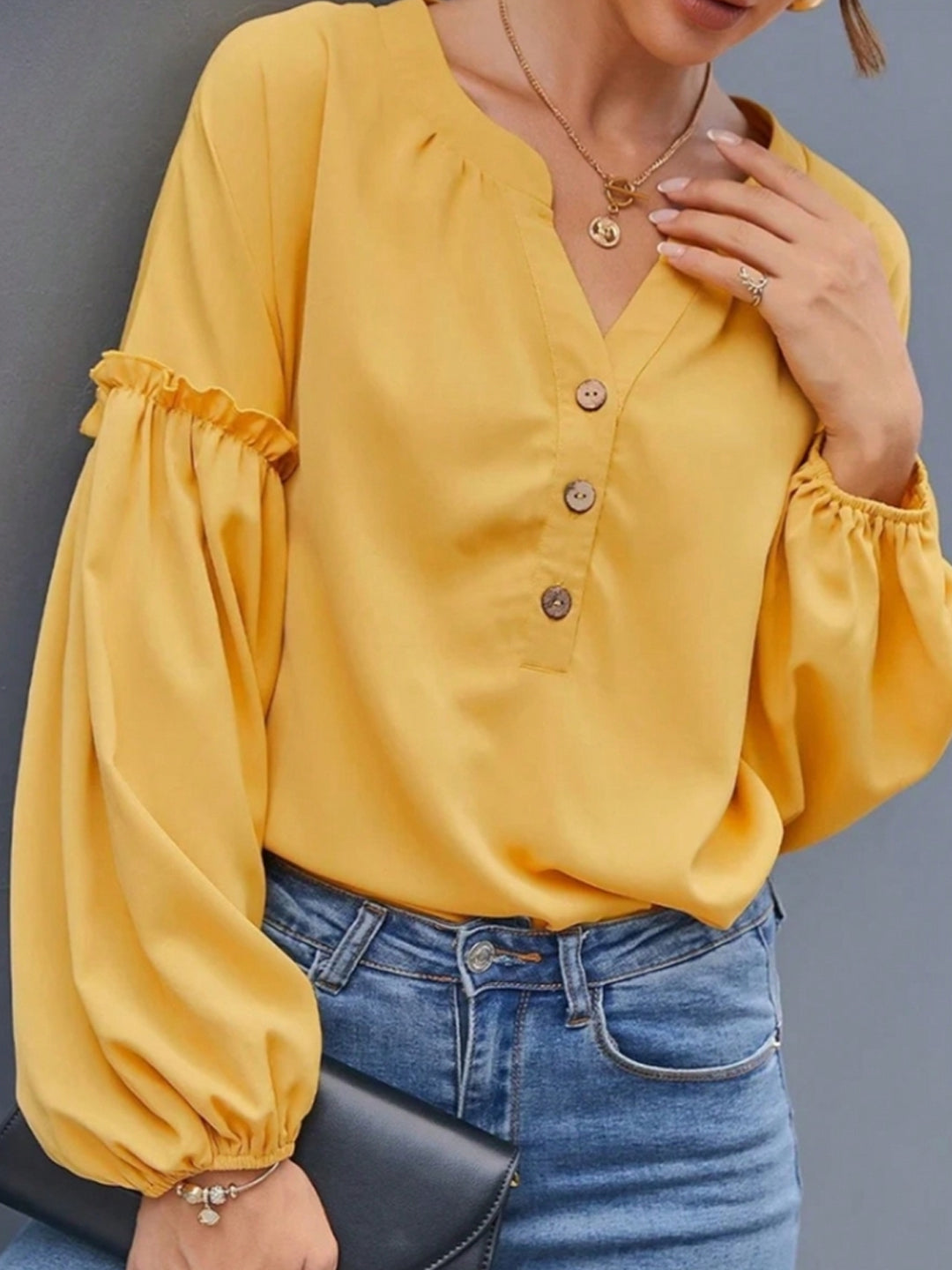 Women's Yellow Full Sleeves Regular Top
