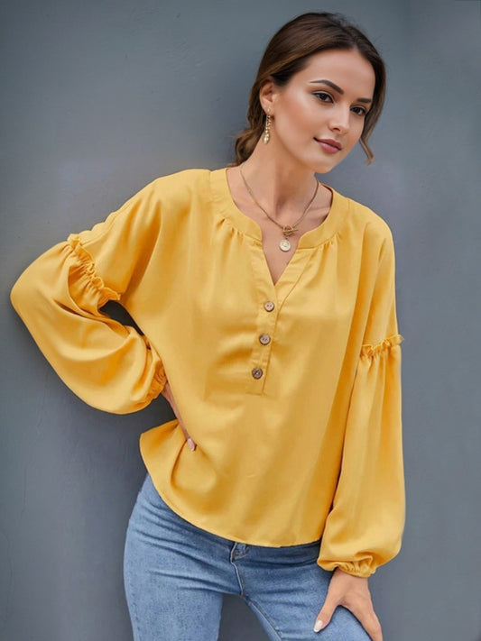 Women's Yellow Full Sleeves Regular Top