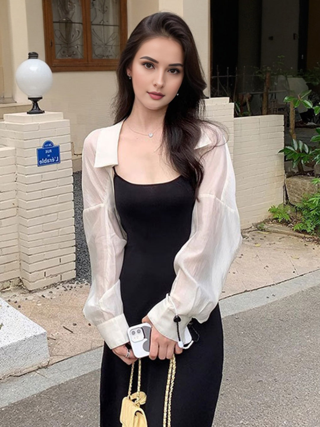 Women's White Puff Sleeves Crop Shirt