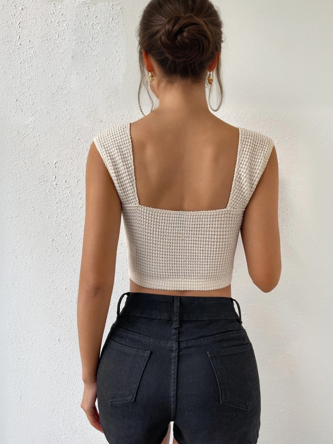 Women's Apricot Cap Sleeves Crop Top