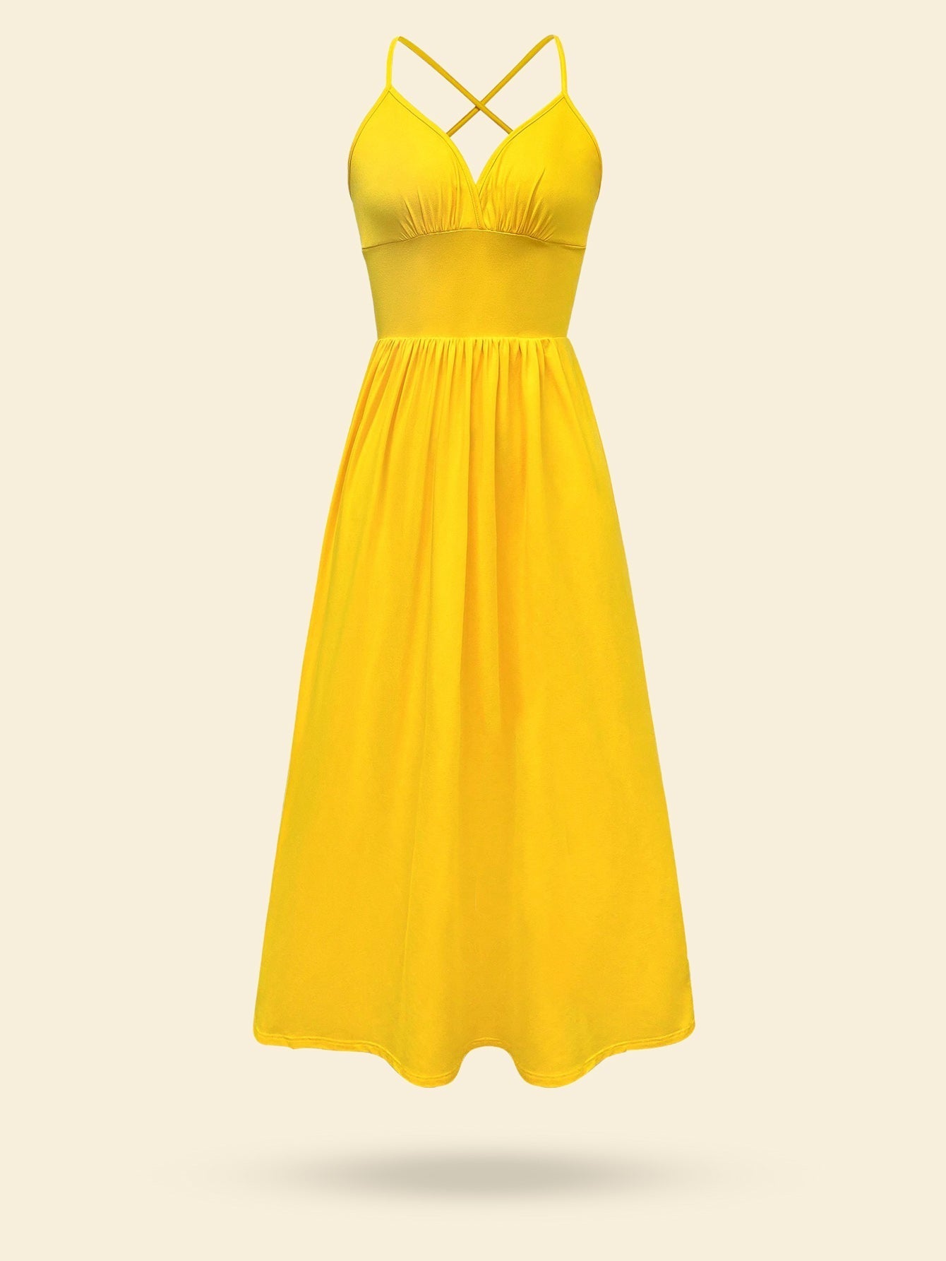 Women's Yellow Halter Neck Maxi Dress with Thigh Slit
