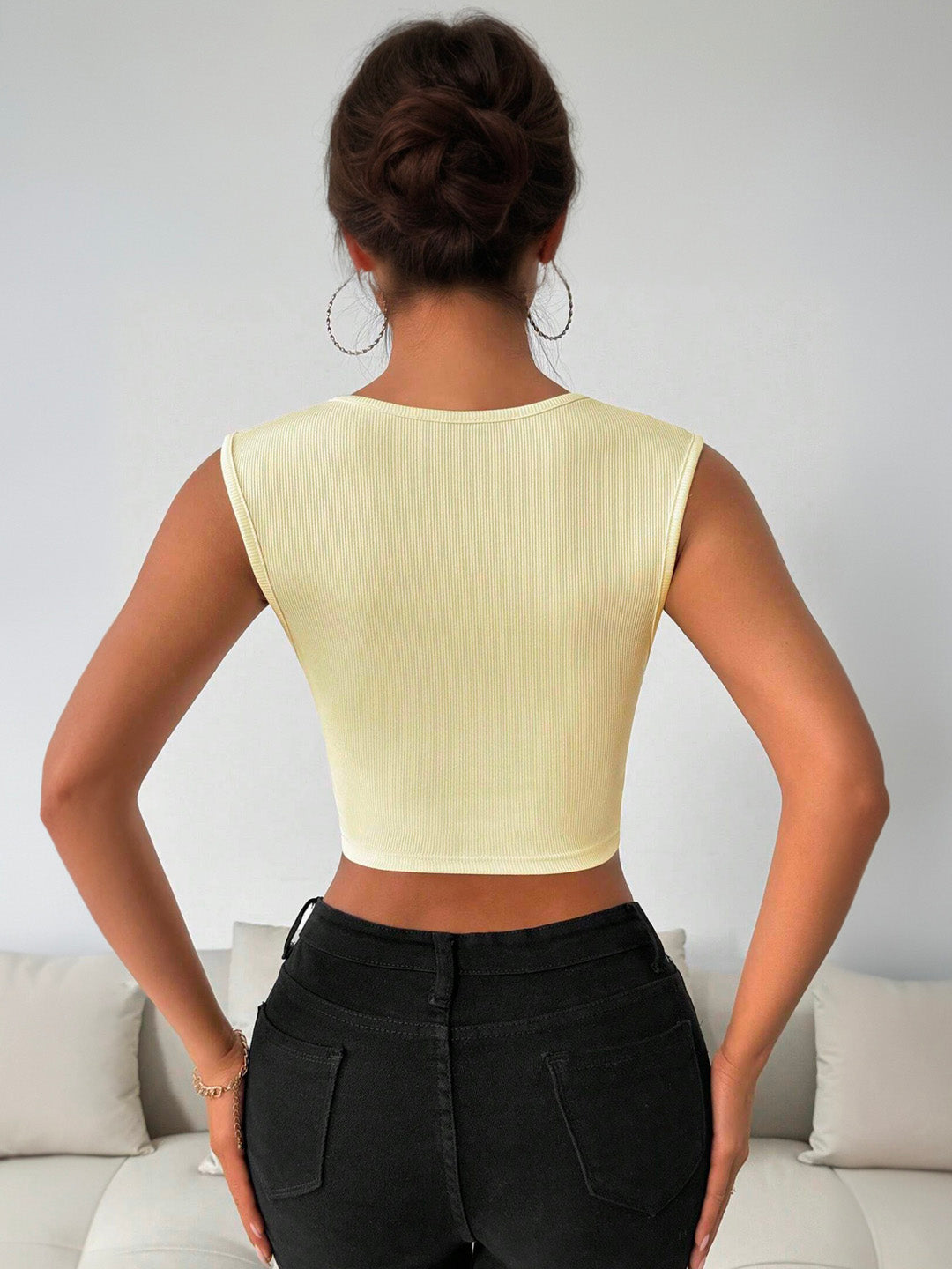 Women's Apricot Plunge V-Neck Crop Top